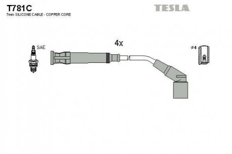 Комплект кабелiв запалювання TESLA T781C (фото 1)