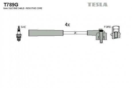 Комплект проводов зажигания TESLA T789G (фото 1)