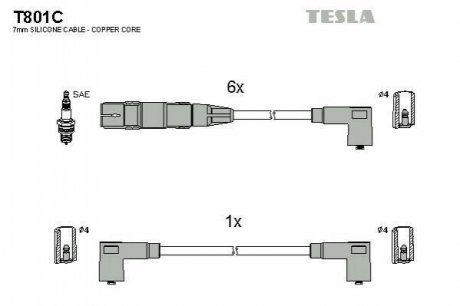 Комплект кабелiв запалювання T801C
