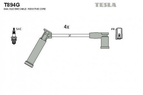 Комплект кабелiв запалювання TESLA T894G (фото 1)