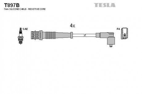Комплект проводов зажигания TESLA T897B (фото 1)