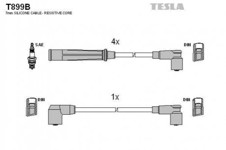 Комплект проводов зажигания TESLA T899B (фото 1)