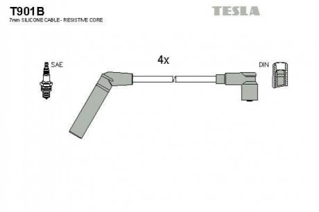 Провода высоковольтные, комплект Mitsubishi Colt v 1.5 (99-03) (T901B) TESLA