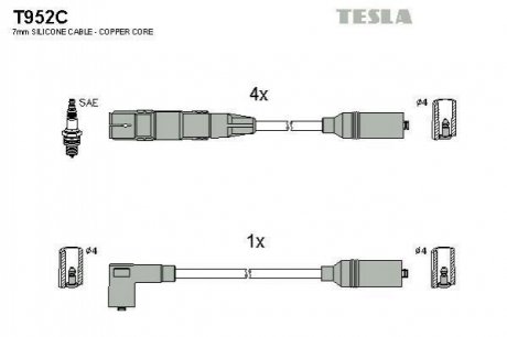 Комплект кабелiв запалювання T952C