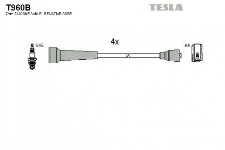 Комплект кабелiв запалювання TESLA T960B (фото 1)