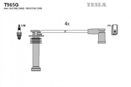Комплект кабелів високовольтних TESLA T965G (фото 1)