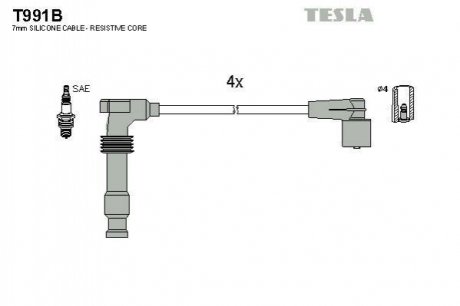 Комплект кабелiв запалювання TESLA T991B (фото 1)