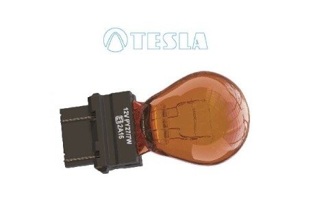 Лампа розжарювання 12V PY27/7W 27/7W WX2,5x16q AMBER жовта (кратно 10) TESLA B77321 (фото 1)