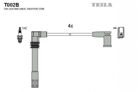 Комплект кабелiв запалювання TESLA T002B (фото 1)