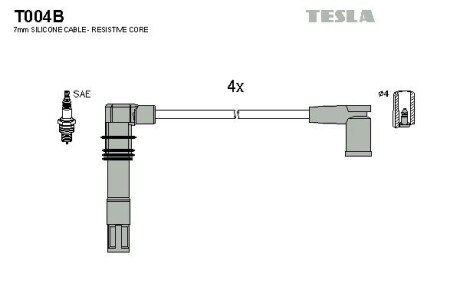 Дроти високовольтні, комплект Skoda Octavia 1.4 (00-10),Skoda Octavia combi 1.4 (00-10) (T004B) TESLA BLATNA