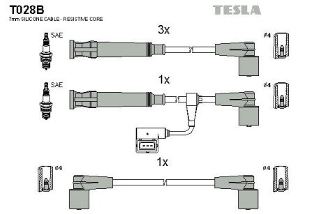 Провода высоковольтные, комплект Bmw 3 (E36) (T028B) TESLA