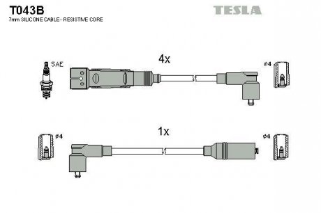 Комплект кабелiв запалювання TESLA T043B (фото 1)
