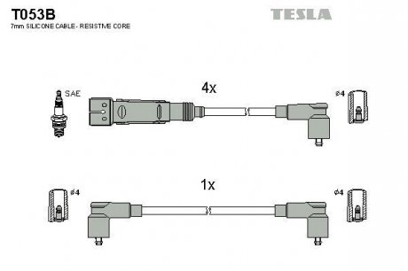 Комплект кабелiв запалювання TESLA T053B (фото 1)