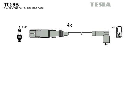 Дроти високовольтні, комплект Skoda Octavia 1.6 (97-07),Skoda Octavia combi 1.6 (98-07) (T059B) TESLA BLATNA T059B