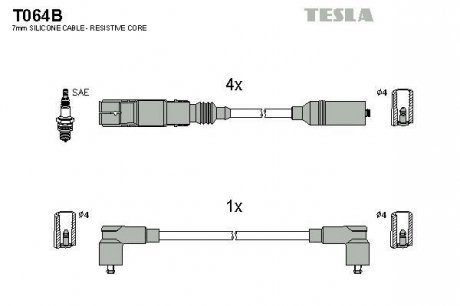Комплект кабелiв запалювання TESLA T064B (фото 1)