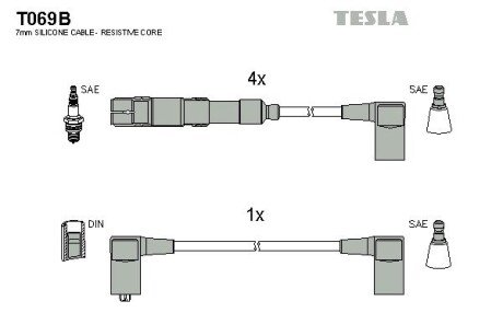 Комплект кабелiв запалювання TESLA T069B