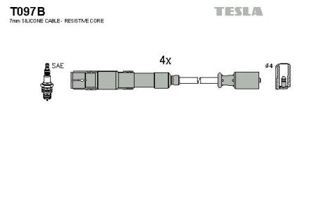 Провода высоковольтные, комплект Mercedes-benz A-class (w169) 1.5 (04-12) (T097B) TESLA