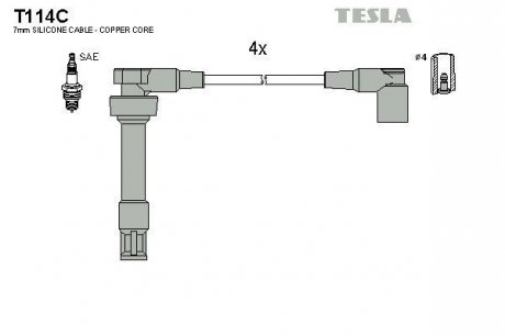Комплект кабелiв запалювання TESLA T114C (фото 1)