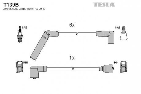 Комплект кабелiв запалювання TESLA T139B (фото 1)