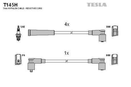 Комплект кабелiв запалювання TESLA T145H