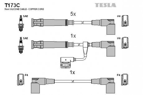 Комплект кабелiв запалювання TESLA T173C (фото 1)