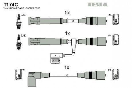 Комплект кабелiв запалювання TESLA T174C (фото 1)