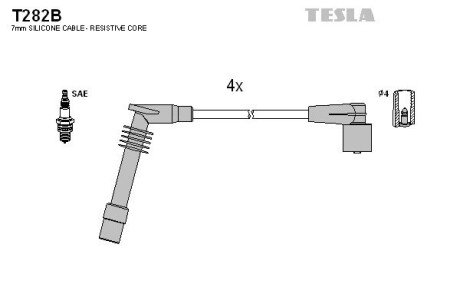 Комплект кабелiв запалювання TESLA T282B