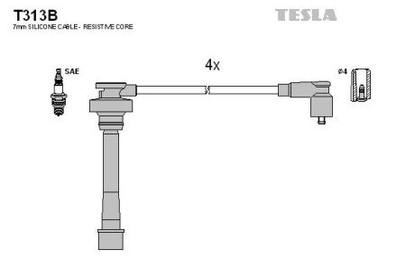 Комплект проводов зажигания T313B