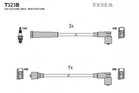 Комплект кабелiв запалювання TESLA T323B (фото 1)