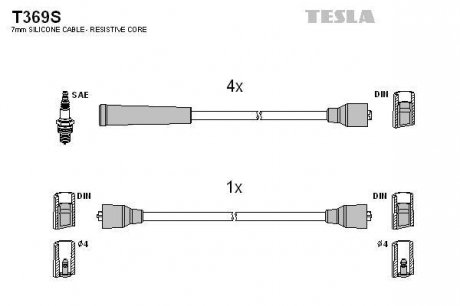 Комплект кабелiв запалювання TESLA T369S (фото 1)