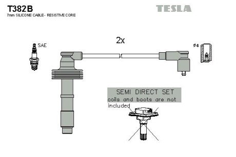 Провода высоковольтные, комплект Volvo V40 1.6 (99-04),Volvo V40 1.8 (99-04) (T382B) TESLA