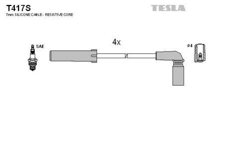 Кабель зажигания, к-кт TESLA Газель,Соболь Бизнес ГАЗ 2217 2,9 УМЗ 4216: аналоги T354H.T347M T417S