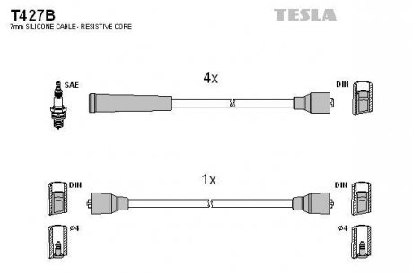 Комплект кабелiв запалювання TESLA T427B (фото 1)