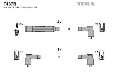 Комплект проводов зажигания T437B