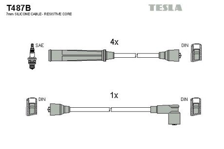 Комплект проводов зажигания T487B