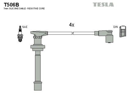 Провода высоковольтные, комплект Nissan Primera hatchback 2.0 (96-02) (T506B) TESLA