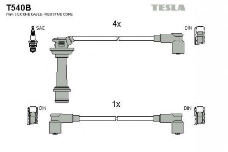 Комплект кабелiв запалювання TESLA T540B (фото 1)