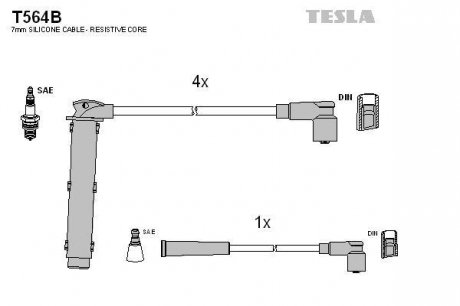 Комплект кабелiв запалювання TESLA T564B (фото 1)