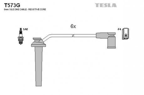 Комплект кабелiв запалювання TESLA T573G (фото 1)