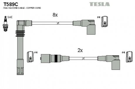 Комплект кабелiв запалювання TESLA T589C (фото 1)