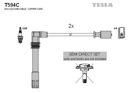 Провода высоковольтные, комплект Audi A4 avant 1.8 (96-01),Audi Cabriolet 1.8 (97-00) (T594C) TESLA