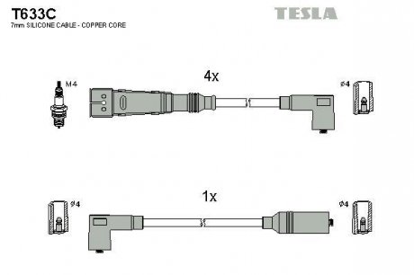 Комплект кабелiв запалювання TESLA T633C (фото 1)