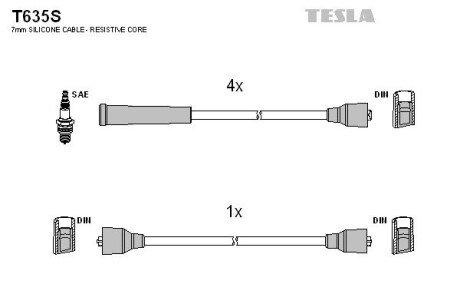 Дроти високовольтні 412/ 2140 (силікон) Tesla T635S