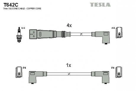 Комплект кабелiв запалювання TESLA T642C (фото 1)