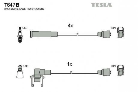 Комплект кабелiв запалювання TESLA T647B (фото 1)