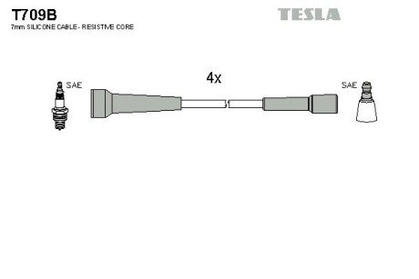 Комплект кабелiв запалювання TESLA T709B