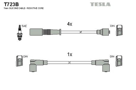 Комплект кабелiв запалювання TESLA T723B