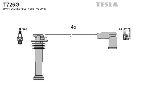 Комплект кабелiв запалювання TESLA T726G