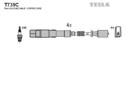 Провода высоковольтные, комплект Mercedes-benz A-class (w169) 1.5 (04-12) (T739C) TESLA