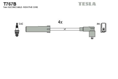 Провода высоковольтные, комплект Renault Kangoo express 1.2 (98-01) (T767B) TESLA